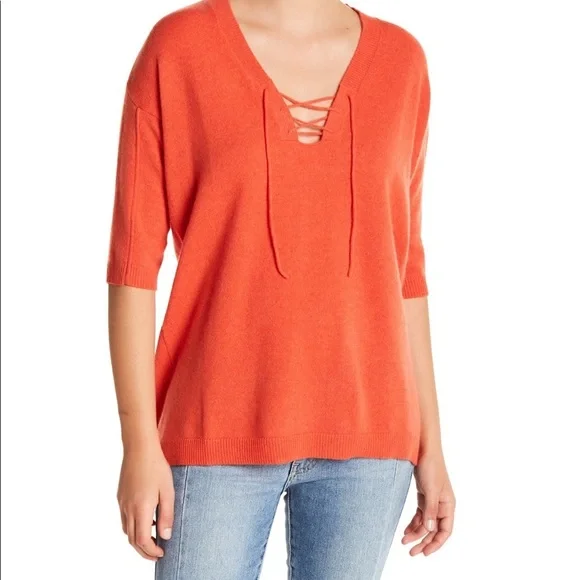 Minnie Rose Lace-up navy cashmere sweater M - Picture 5 of 5